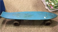 Vintage 1970's  hard blue plastic skateboard with