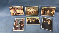 Six vintage Beatles trading cards from tops