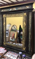 Large decorative wall mirror with birds painted