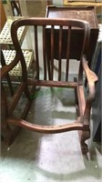 Antique rocking chair with lion paw feet  and no
