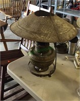 Large antique barn oil lamp with hanger, large 20