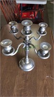 aOne silver plate five light candelabra , measures