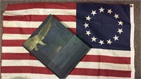 Small US flag with a 1946 Lucky Bag, US Navel