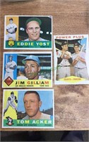Four circa 1959 - 1960 baseball cards, Eddie
