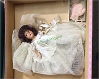 Small vintage wedding doll in the original box