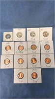 Four proof Nickels and 10 proof Lincoln pennies