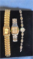 Three wrist watches, Elgin, Fossil, Gruen and all