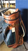 Nice golf bag with plaid and leather