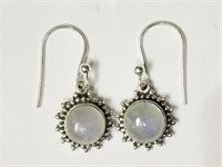 Sterling Silver White Opal Earrings