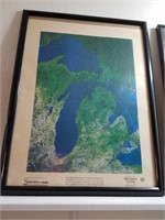 Framed Map; Michigan