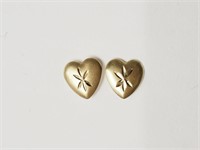 14K Gold Heart-Shaped Screw-Back Earrings