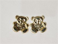 14K Gold Teddy Bear Earrings