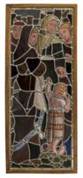 FRAMED STAINED & LEADED GLASS WINDOW PANEL