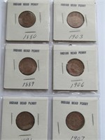 NICE COLLECTION 6 US INDIAN HEAD PENNIES !