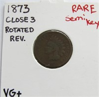 RARE 1873 US INDIAN PENNY ! B-4