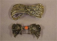 Two vintage marcasite brooches