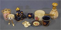 Nine various Limoges miniatures