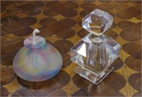 Cut crystal perfume bottle & glass oil burner