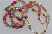 Two colourful glass bead necklaces