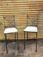 Pair of iron bar stools