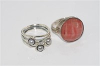 Two silver rings (Pandora and stone set)