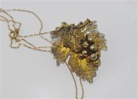 Gold filled necklace with filigree pendant