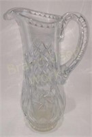 Beautiful Clear Cut Crystal Pitcher With etched