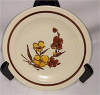 2 Beautiful Floral Design Brown Rim Desert Plate