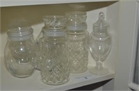 CLEAR GLASS LIDDED CONTAINERS
