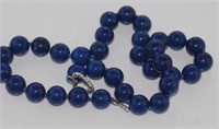 Lapis lazuli bead necklace with toggle clasp