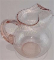 Beautiful Pink Glass Pitcher With Curled End