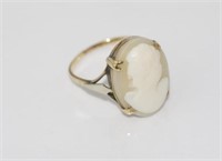 Vintage 9ct yellow gold and cameo ring