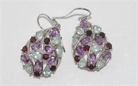 Silver and multi-gemstone earrings