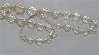 Large facetted clear crystal necklace