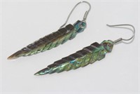 Leaf shaped paua shell earrings
