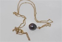 Italian 14ct gold chain with pearl pendant