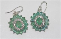 Emerald earrings with 9ct white gold hooks