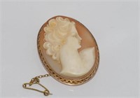 Good cameo brooch with 9ct yellow gold surround