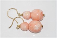 Coral drop earrings with 9ct gold hooks