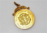 9ct yellow gold Physical culture medallion