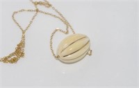 Fine 9ct gold chain with ivory pendant
