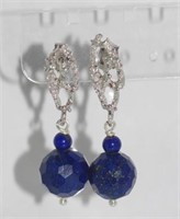 Lapis lazuli drop earrings on silver