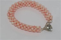 Pink angelskin coral bracelet