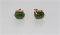 18ct yellow gold and green stone earrings