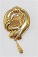 Yellow gold brooch marked 18K