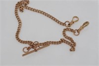 9ct rose gold fob chain with t-bar