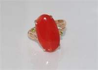 18ct rose gold and red coral ring