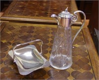 Silver plated & crystal claret jug