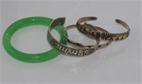 Mexican silver inlaid bangle