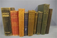 Nine assorted vintage hard cover books